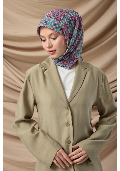 Silk Home Soft Eşarp 73093-10 Fuşya, Bebe Mavi, Lacivert, Gümüş