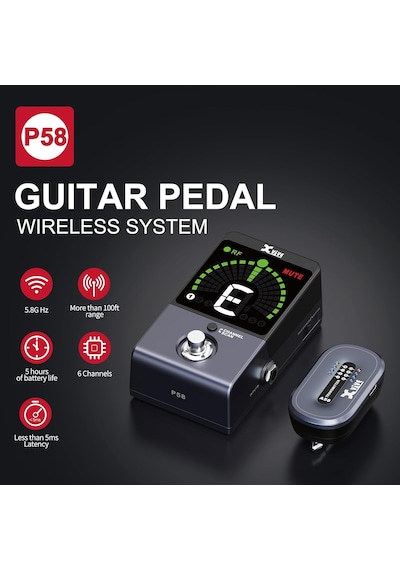 Xvive Xv-p58 Akort Aletli Receiver Pedallı 5.8ghz Kablosuz Gitar Bağlantı Sistemi - Siyah