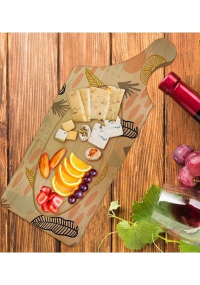 Bk Gift Modern Art Tasarımlı Dikdörtgen Şeklinde Doğal Ahşap Servis Ve Sunum Tabağı Model 5