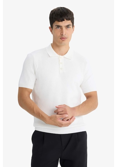 Defacto Standart Fit Polo Yaka Triko Kısa Kollu Tişört F4947ax25auer140 Ekru
