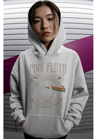 Sevbano Pink Floyd Müzik Grubu Sırt Baskılı Unisex Oversize Premium Hoodi beyaz
