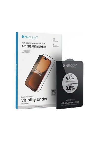 Bayi Ürünü Cihaz Koruma Kuzoom Ar İphone 17/16 Pro Uyumlu Yansıma Önleyici Şeffaf Cam Ekran Koruyucu