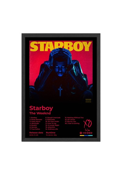 The Weeknd Starboy Siyah Ahşap Çerçeveli Poster, Dekoratif Müzik Albüm Duvar Tablosu