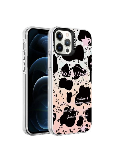 Apple Uyumlu iPhone 12 Pro Max Kılıf Mermer Desenli Zore Marbello Kapak Siyah-Beyaz