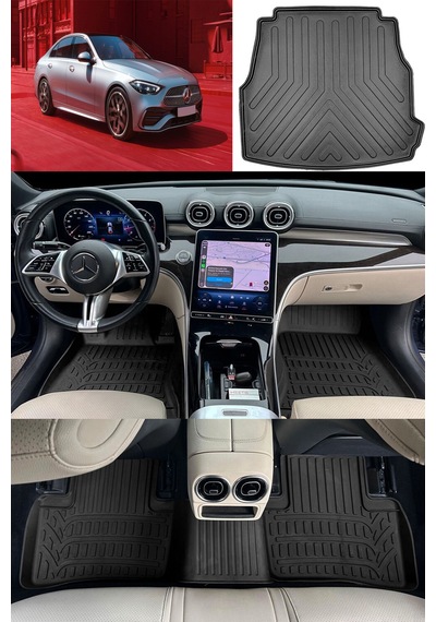 Rizline Premıum Mercedes-benz C Serisi W206 2022 Ve Sonrası 3d Havuzlu Paspas Ve Bagaj Havuzu