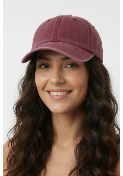 Mollycrush Unisex Bordo Yıkamalı Kot Beyzbol Şapkası Ayarlanabilir Outdoor Spor Kep Bordo