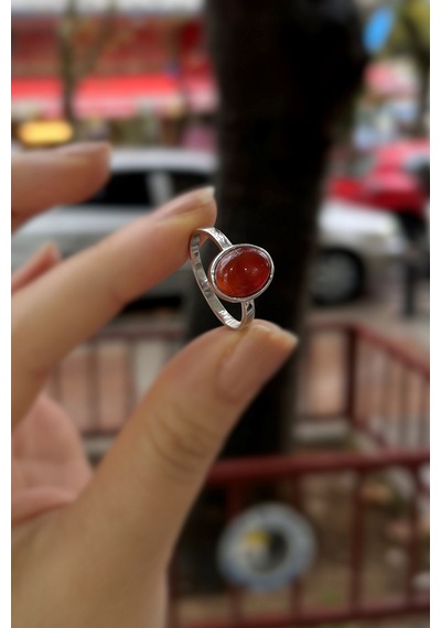 Gümüş 10x8 Mm Akik Taşlı Yüzük Diğer