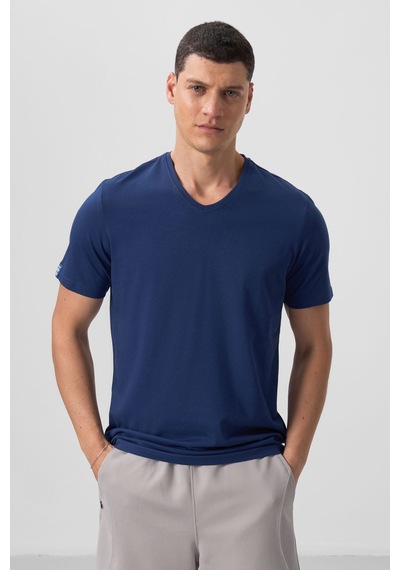 Tommy Life İndigo Basic Kısa Kol Standart Kalıp V Yaka Erkek T-shirt - 87912 Indıgo