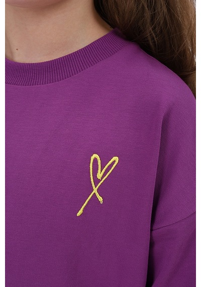 Toontoy Kids Toontoy Kız Çocuk Nakışlı Sweatshirt Mor