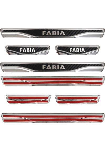 Skoda Fabia Uyumlu Kapı Eşiği Karbon Krom 4 Parça