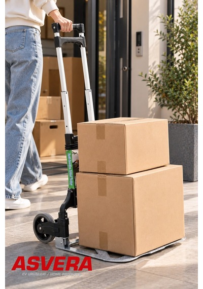 Asvera Eko Metal Koli Arabası 100 Kg Taşıma Kapasiteli Paket Arabası