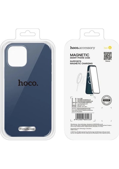 Hoco Pure Series Apple iPhone Uyumlu iPhone 15 Pro Max Manyetik Silikon Kılıf- 5775 Mavi