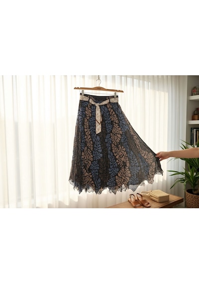 Eren Style Şifon Etek Boyu:90 Cm - 38-52 Krem