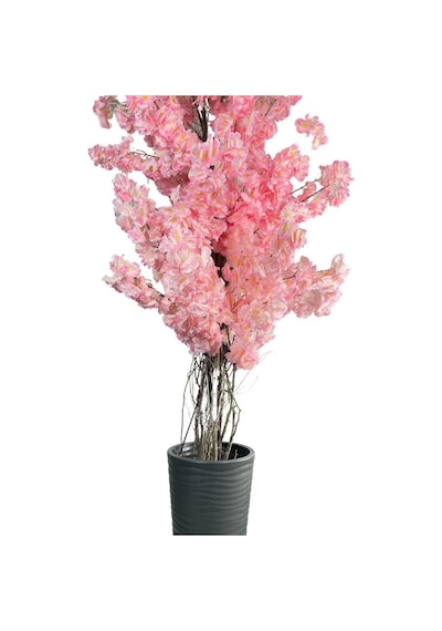 Yapay Ağaç Pembe Sakura Bahardalı Ağacı Siyah Uzun Kumsal Vazoda