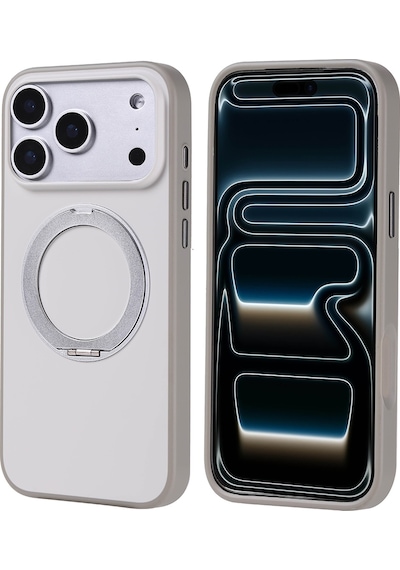 Apple Uyumlu iPhone 17 Pro Max Kılıf M-safe Şarj Özellikli Standlı Zore Proton Silikon Kapak Gri