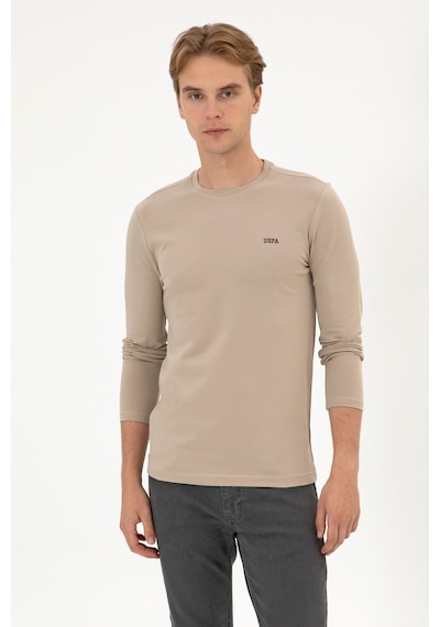 U.S. Polo Assn. Erkek Slim Fit Bisiklet Yaka Koyu Bej Süprem Basic Sweatshirt 50313744-VR088 U.S. Polo Assn. Erkek Slim Fit Bisiklet Yaka Koyu Bej Süprem Basic Sweatshirt 50313744-VR088
