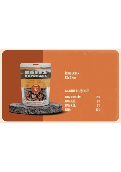Baffs Naturals Kuzu Küp Ciğer Doğal Köpek Ödül Maması 100 G