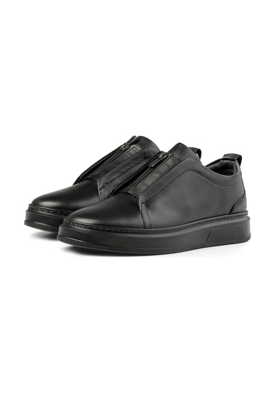 Ducavelli Ventu Erkek Hakiki Deri Sneaker, Fermuarlı Sneaker, Hakiki Deri Sneaker, Erkek Sneaker Siyah