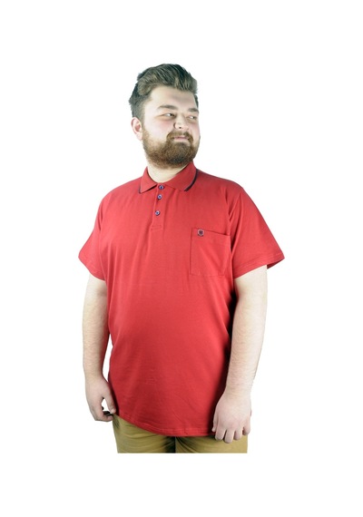 Mode Xl Büyük Beden T Shirt Polo Likralı Süprem Cepli 21558 Bordo 001