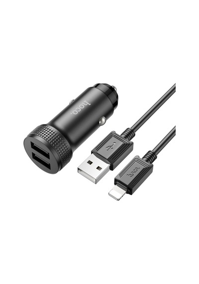 Hoco Z49 Çift Usb Araç Şarj Başlığı + İphone Lightning Kablo