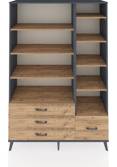 Hyperion Dolap 9 Raflı 4 Çekmeceli 132x44x195 Antrasit-çam/çam Antrasit Hyperion Dolap 9 Raflı 4 Çekmeceli 132x44x195 Antrasit-çam/çam Antrasit
