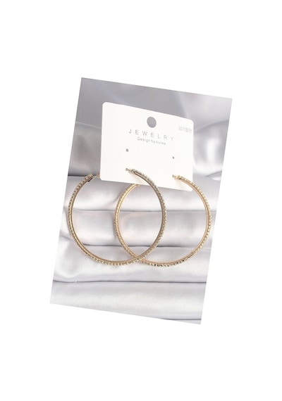 Pirinç Gold Renk Zirkon Taşlı Halka Model Kadın Küpe - Tj-bkp10015 Evimdeyokyok