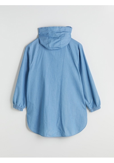 Lcwaıkıkı Classic İndigo Kapüşonlu Oversize Kadın Jean Ceket