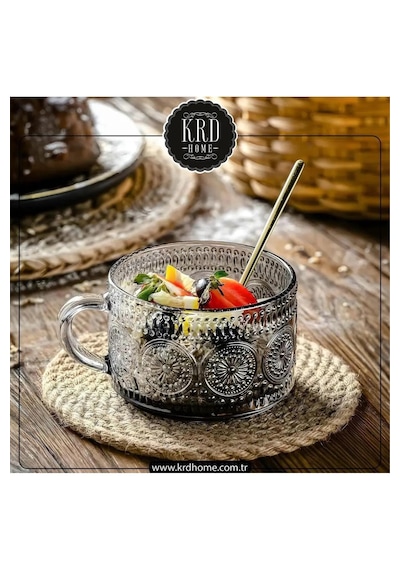 2 Li Lüks Kristal Cam Bardak Kulplu Magnolya Tatlılık Kupa 410ml