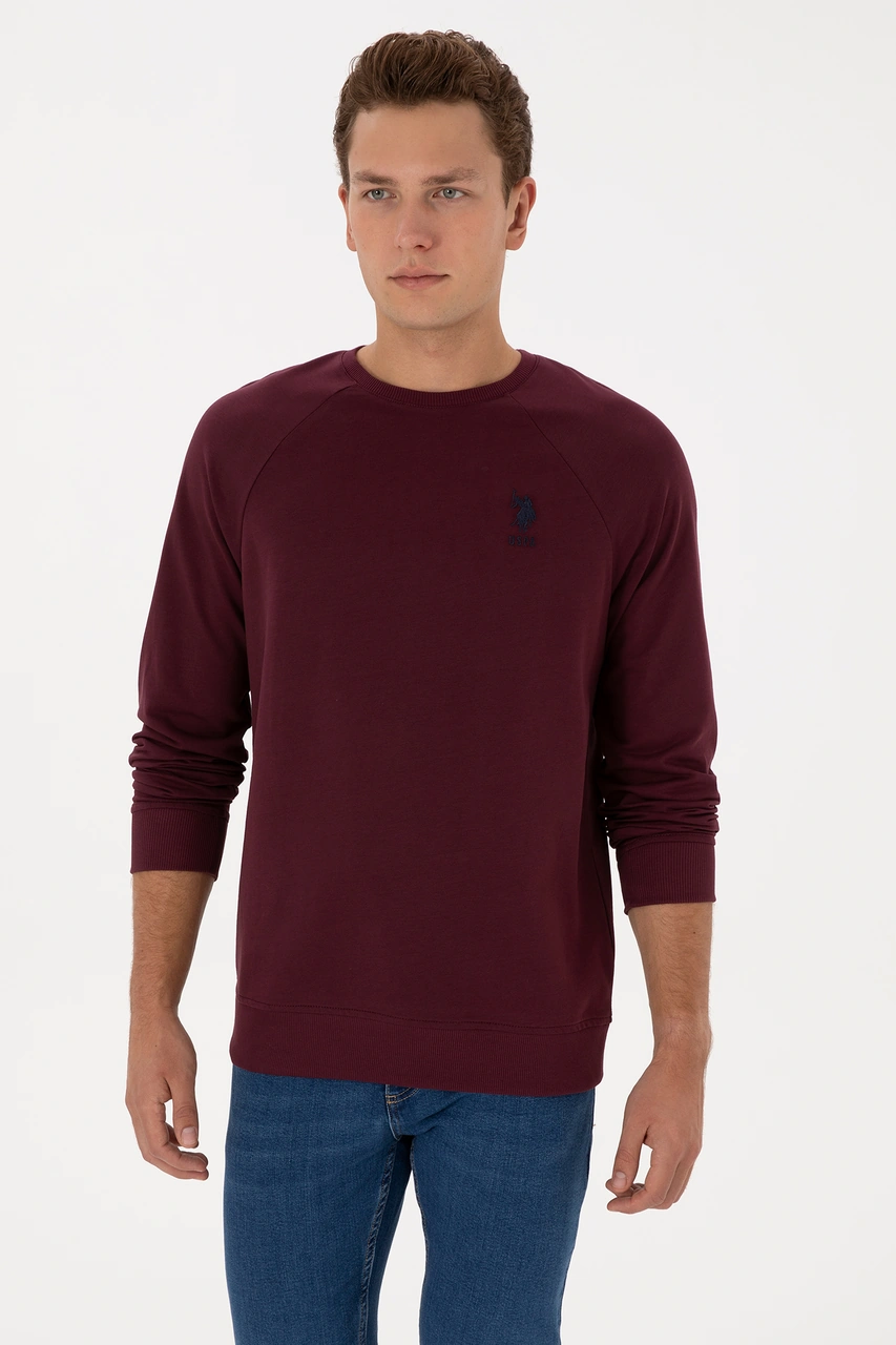 U.S. Polo Assn. Erkek Regular Fit Bisiklet Yaka Bordo Basic Sweatshirt 50308103-VR177 U.S. Polo Assn. Erkek Regular Fit Bisiklet Yaka Bordo Basic Sweatshirt 50308103-VR177