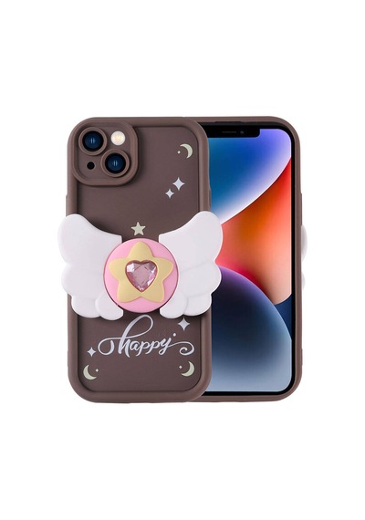 Zore İphone 14 Kılıf Kamera Korumalı Figür Tasarımlı Ogaa Kapya Kapak - Pembe Koyu