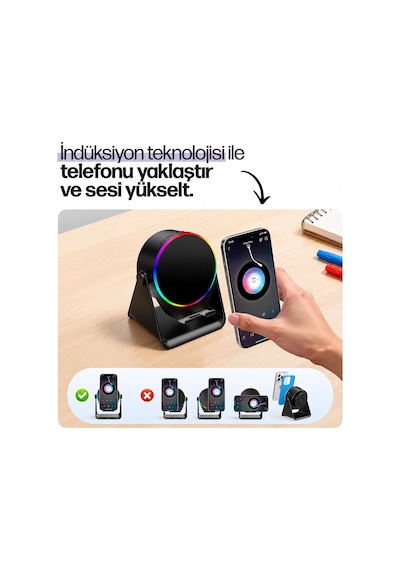 Enkado Ekd-s11 Soundpad İndiksiyon Ses Yükseltici Bluetooth Hoparlör 2000mah 5w 5ın1 Beyaz Speaker