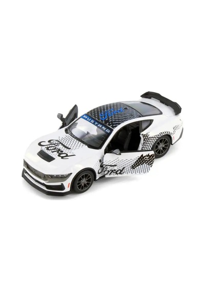 Kinsmart 2024 Ford Mustang Dark Horse 1:38 Çek Bırak Metal Model Araba Beyaz - Özel Livery Seri