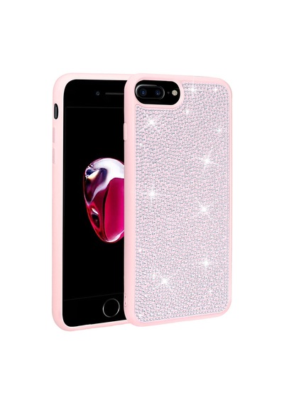 Apple Uyumlu iPhone 8 Plus Kılıf Parlak Taşlı Tasarım Zore Ston Kapak - Mavi Açık