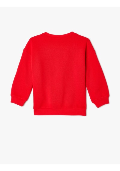 Koton Sweatshirt Slogan Baskılı Bisiklet Yaka Uzun Kollu Şardonlu Kırmızı 5wkg10496ak Kırmızı