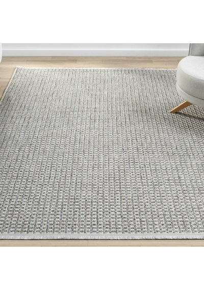 Gri Melanj Kareli Dokuma Modern Halı - L667grbo Gri - Melanj