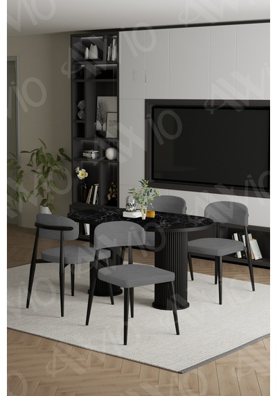 Avvio Sophia Bohem Ayak Siyah Polo Sandalye 80x140 Mutfak Masa Sandalye Takımı Siyah Mermer Avvio Sophia Bohem Ayak Siyah Polo Sandalye 80x140 Mutfak Masa Sandalye Takımı Siyah Mermer