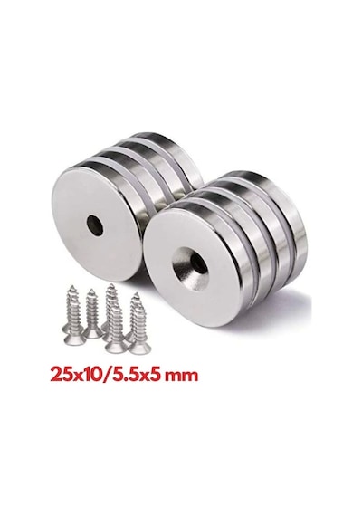 Güçlü 25x10/5.5x5 Mm Neodyum Mıknatıs 1000 Adet, Yuvarlak, N35 Kaliteli Ve Dayanıklı Ürün