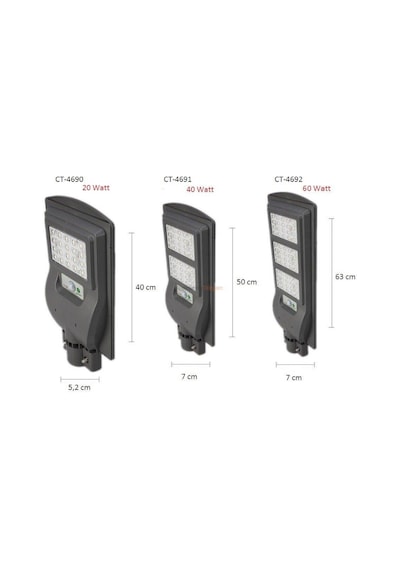 Cata Ct-4692 60 W Solar Sokak Armatürü Beyaz Işık