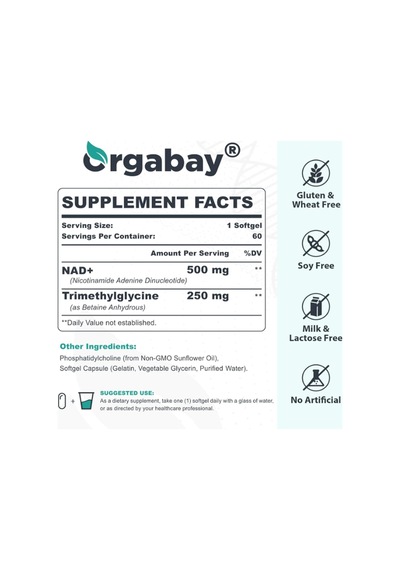 Orgabay Liposomal Nad+ Supplement 500 Mg, High Absorption, Bo...