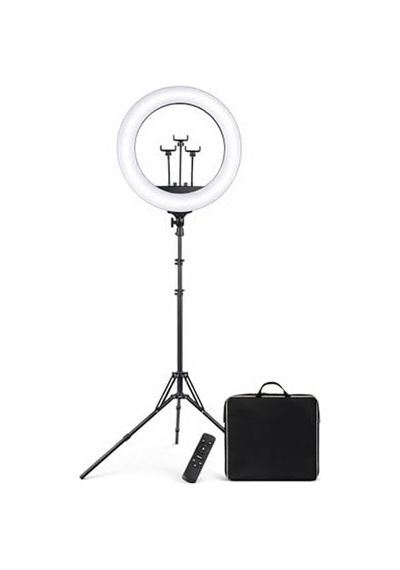 21 İnç 54 Cm Profesyonel Ring Light 210 Cm Ayarlanabilir Tripodlu, 3'lü Telefon Tutuculu, 3 Işık Modlu, Parla
