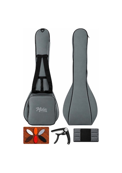 Midex CS-107 Kısa Sap Saz Bağlama Gigbag Çantası Kılıfı Kalın Soft Case (Kapo + 6 Adet Mızrap + Mızrap Cüzdanı)