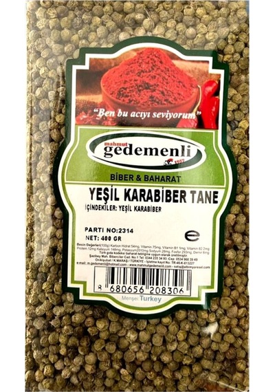 Mahmut Gedemenli Yeşil Karabiber Tane 400 G