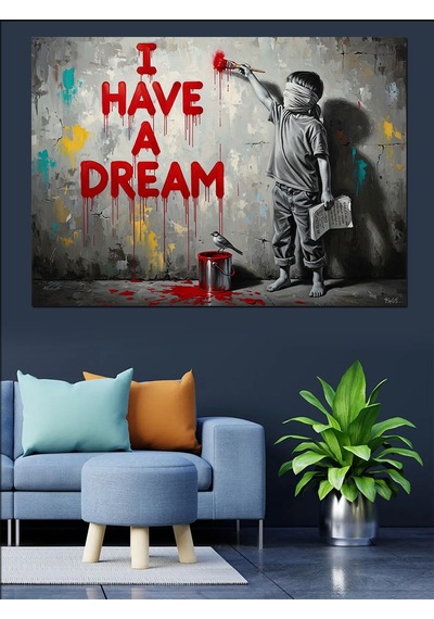 I Have A Dream Yazısı Ve Çocuk Dekoratif Kanvas - Mdf Ahşap Tablo
