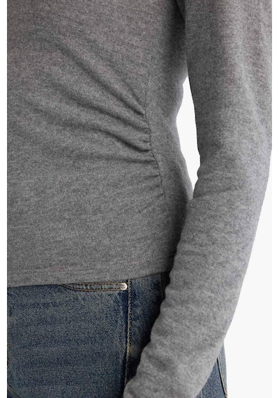 Defacto Fitted Bisiklet Yaka Uzun Kollu Tişört G8438ax25wngr101 Gri-gr101