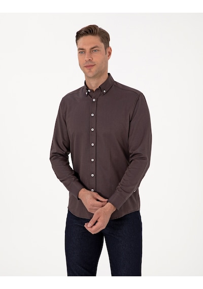 Pierre Cardin Erkek Koyu Kahverengi Gömlek Desenli 50311487-vr084 Koyu Kahverengi
