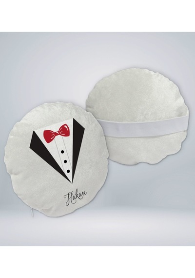 Bk Gift Kişiye Özel İsimli Damat Tasarımlı Yuvarlak Araç Koltuk Yastığı-1