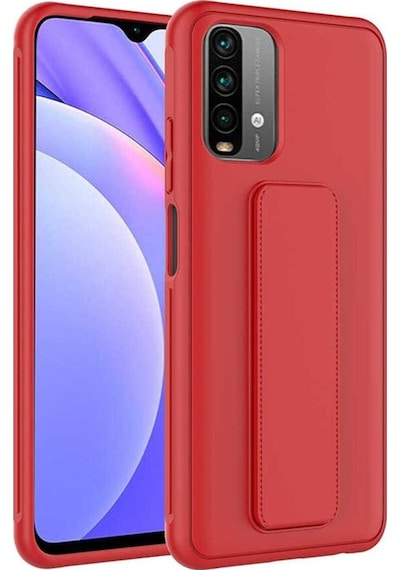 Xiaomi Poco M5s Kılıf Zore Qstand Kapak Kırmızı