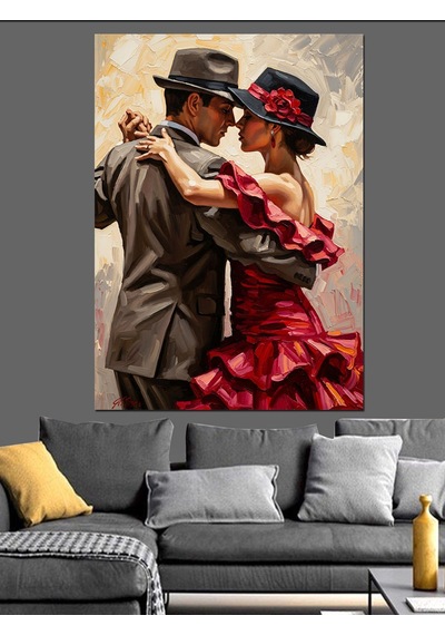 Tutkulu Dans Eden Tango Çifti Dekoratif Kanvas - Mdf Ahşap Tablo