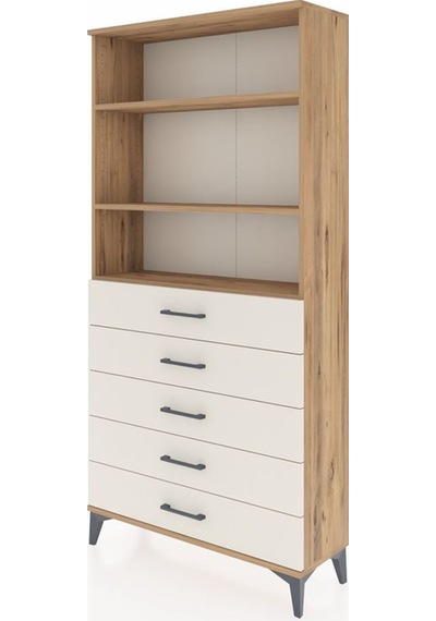 Arges Dolap 3 Raflı 5 Çekmeceli 88x30x182 Çam-aytaşı Çam