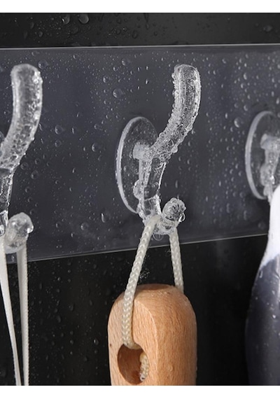 Berev Kendinden Yapışkanlı Güçlü Şeffaf Askılık - Kapı Arkası Mutfak Duvar Banyo Askı 6'Lı Diğer